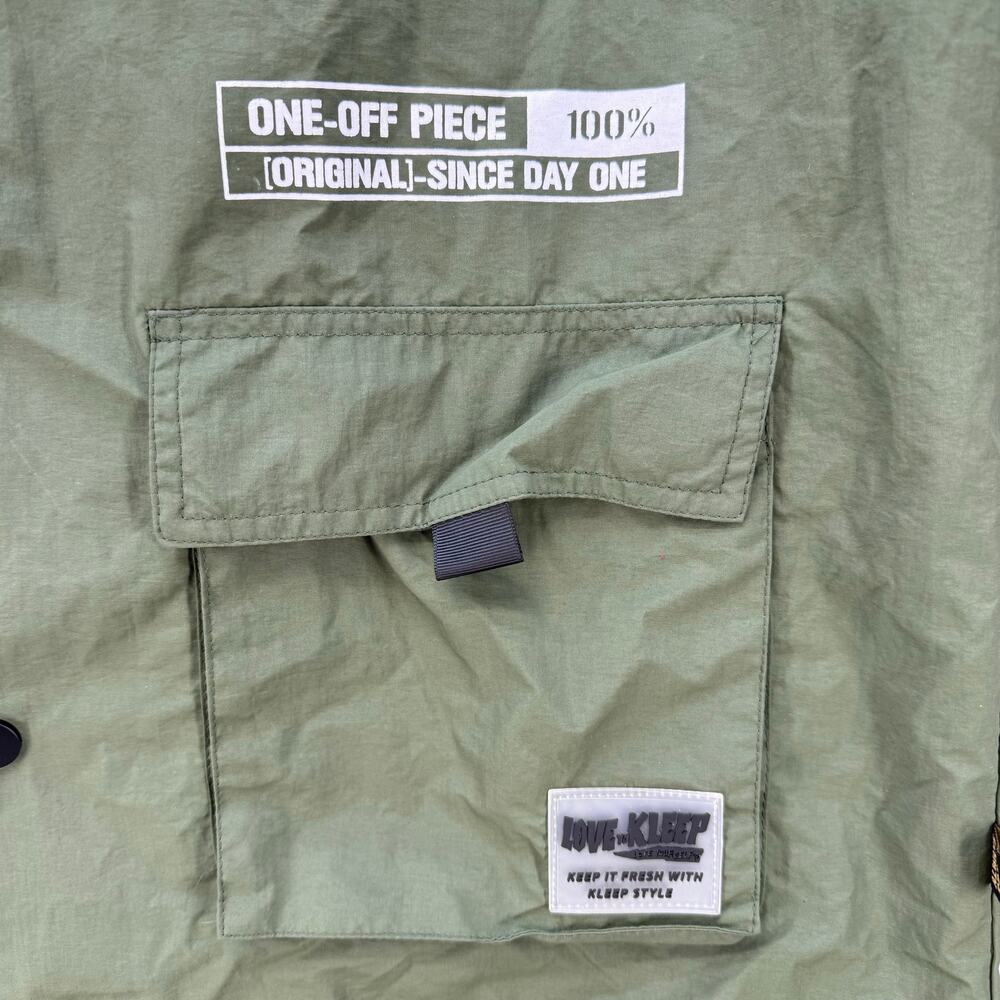 Love to Kleep Short Sleeve Coach Jacket Men L Olive Green Black Street Wear - Picture 5 of 15